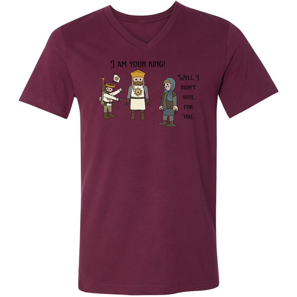 Unisex V-Neck T-Shirt - 5KTWQNDR - Maroon - 6