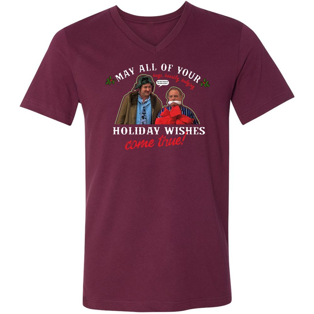 Unisex V-Neck T-Shirt - 4D2T7QPA - Maroon - 6