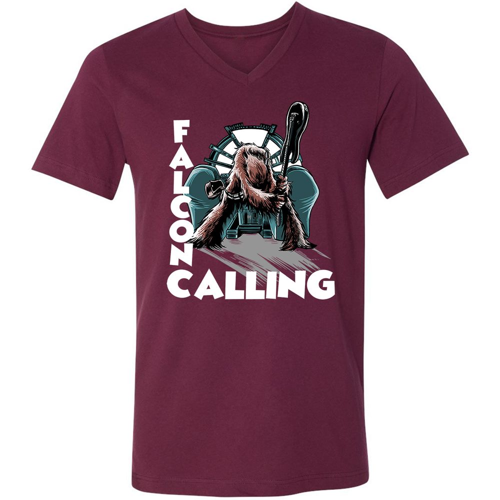 Unisex V-Neck T-Shirt - DHP3KXJJ - Maroon - 6