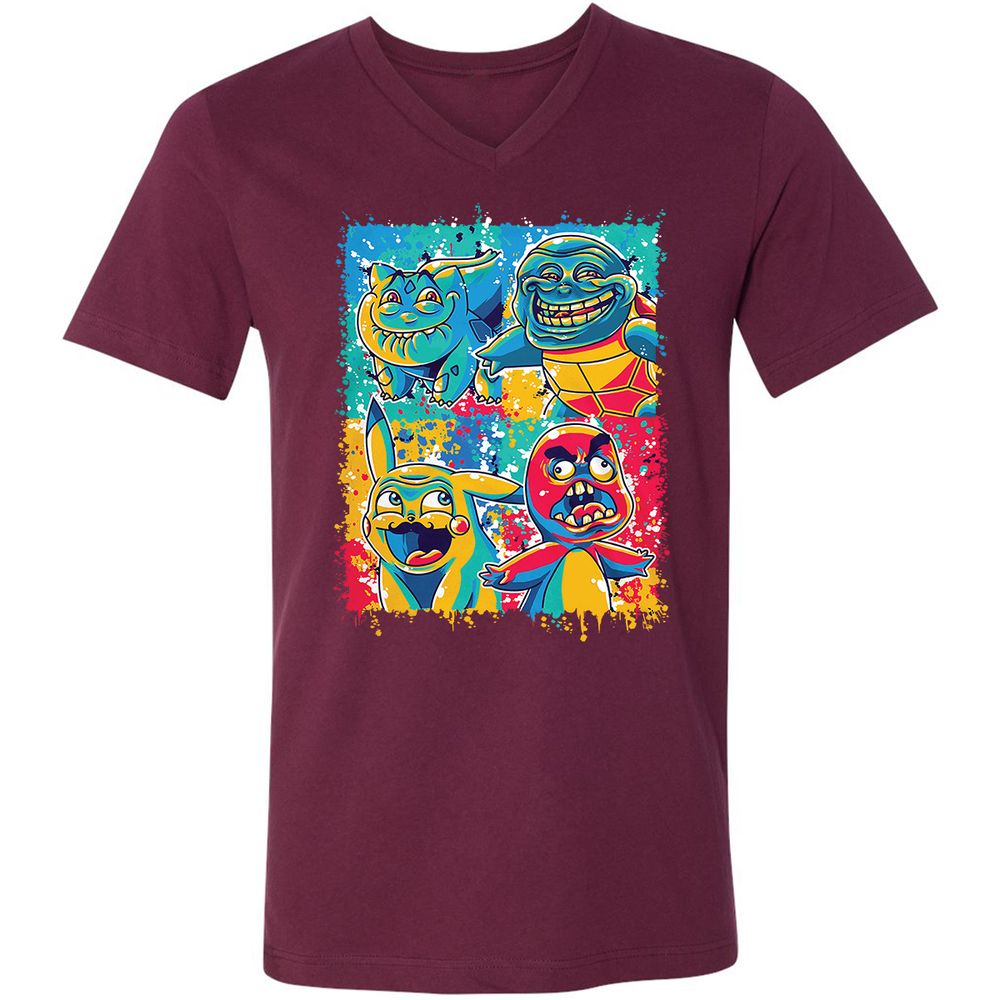 Unisex V-Neck T-Shirt - P6JLJ7FX - Maroon - 6