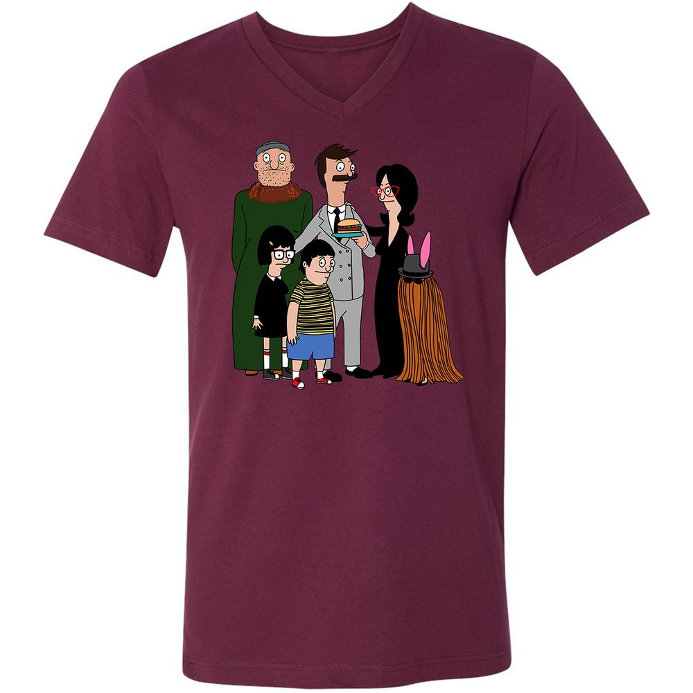 Unisex V-Neck T-Shirt - 4HLK5QQH - Maroon - 6