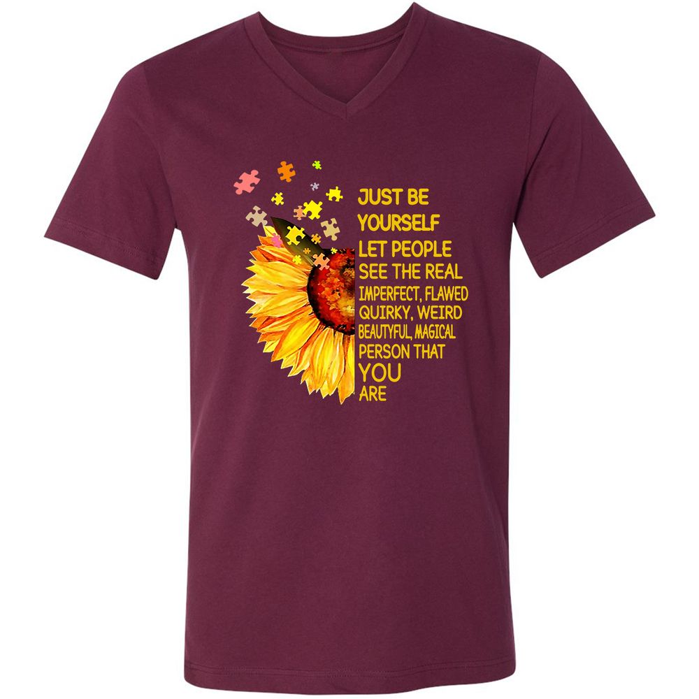 Unisex V-Neck T-Shirt - MM3Y337K - Maroon - 6