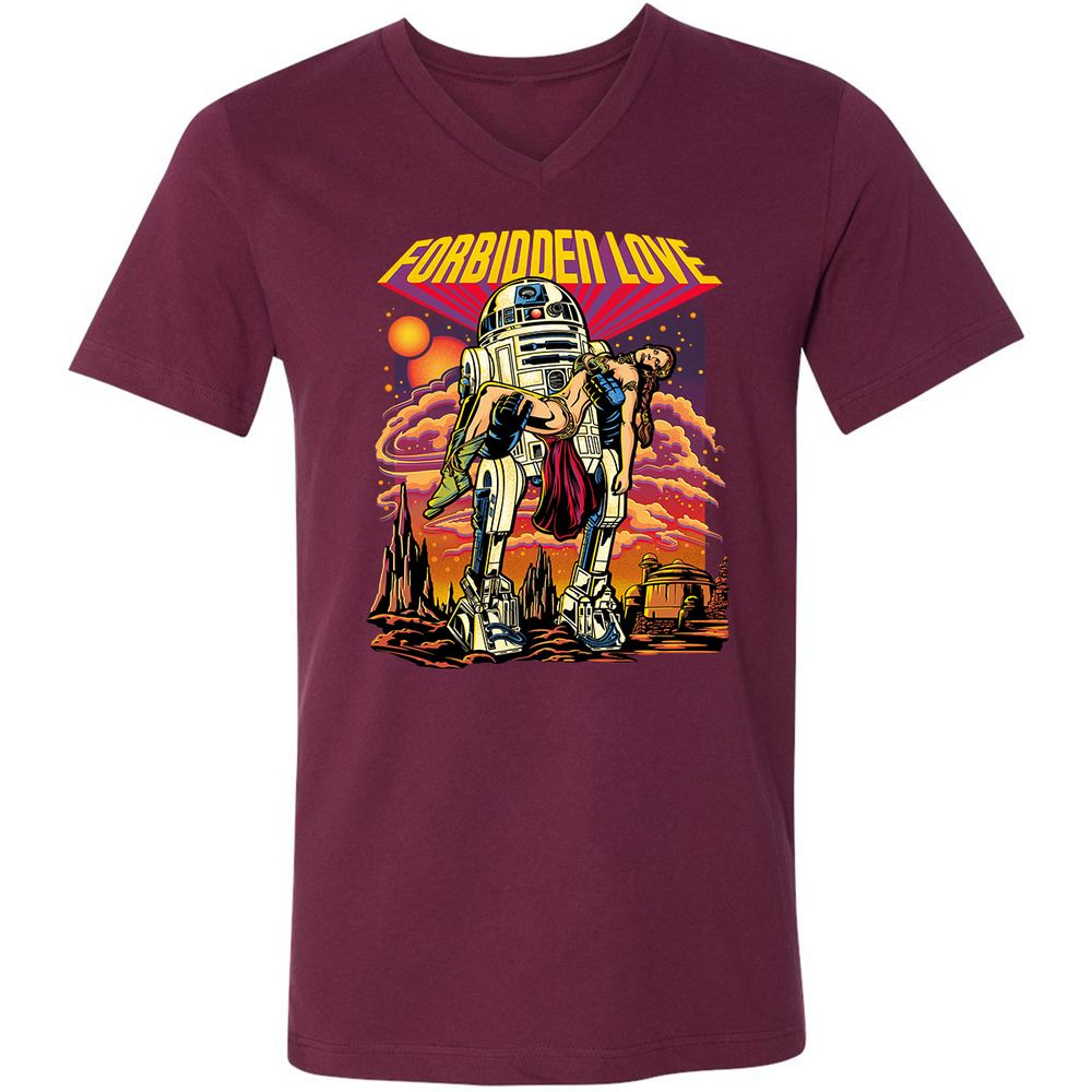 Unisex V-Neck T-Shirt - 52Q8M3QB - Maroon - 6