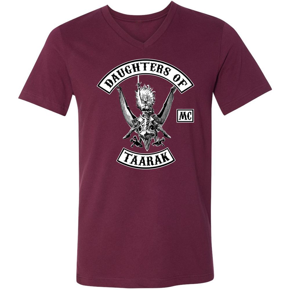 Unisex V-Neck T-Shirt - 5A9VQ2FG - Maroon - 6