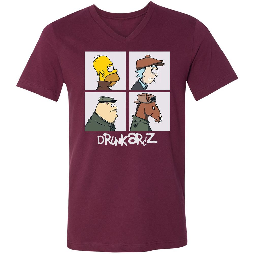 Unisex V-Neck T-Shirt - 99QQZYV4 - Maroon - 6