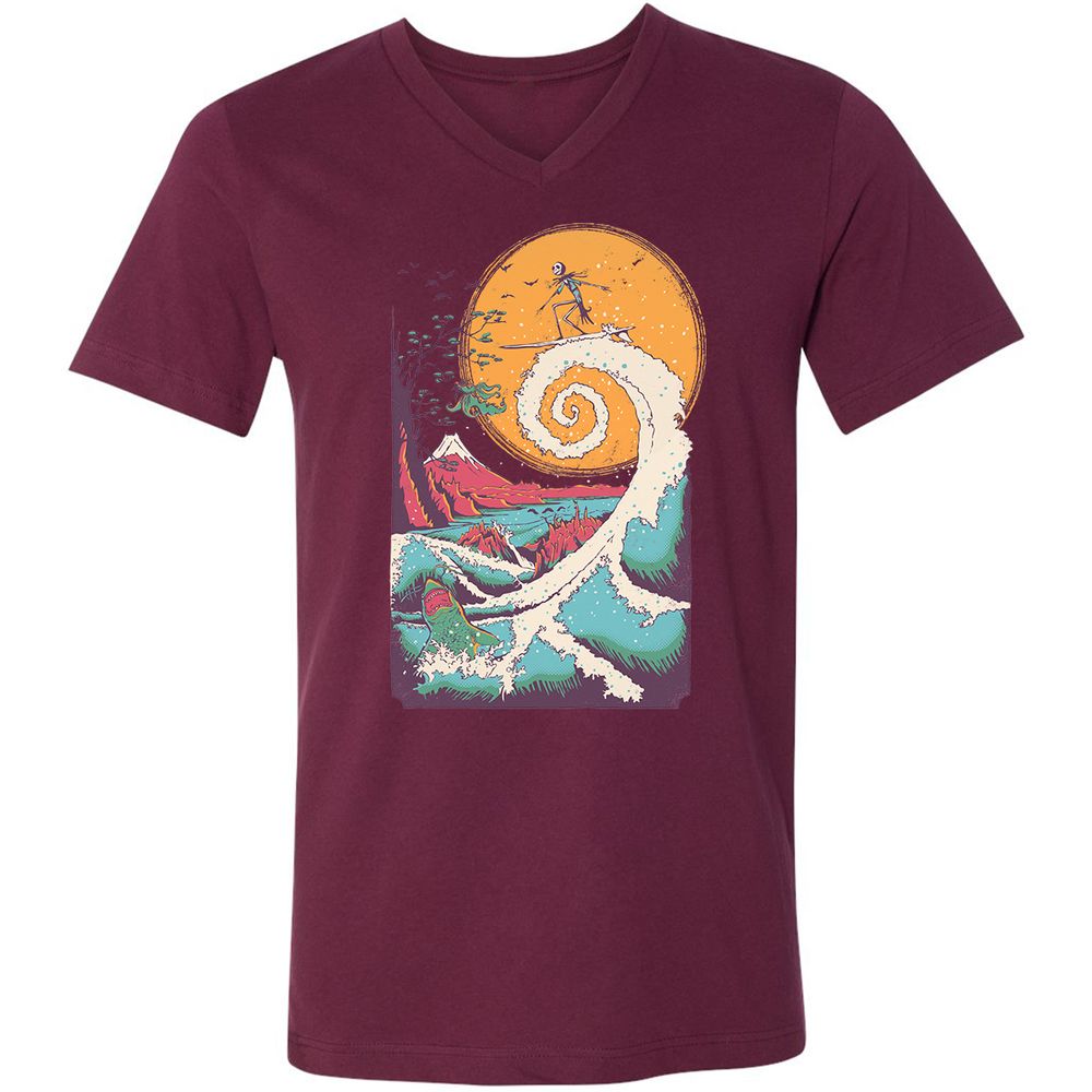 Unisex V-Neck T-Shirt - 5FHYNHPJ - Maroon - 6