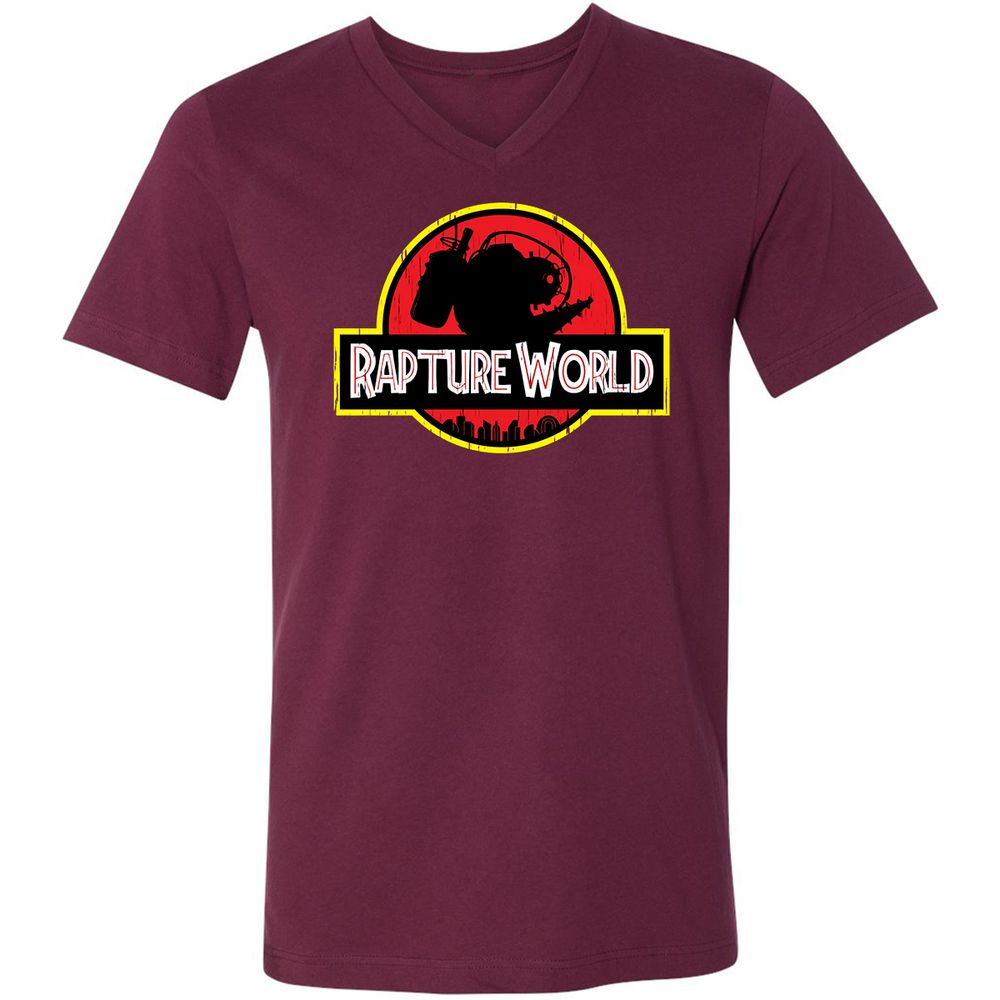 Unisex V-Neck T-Shirt - F4FF44VJ - Maroon - 6