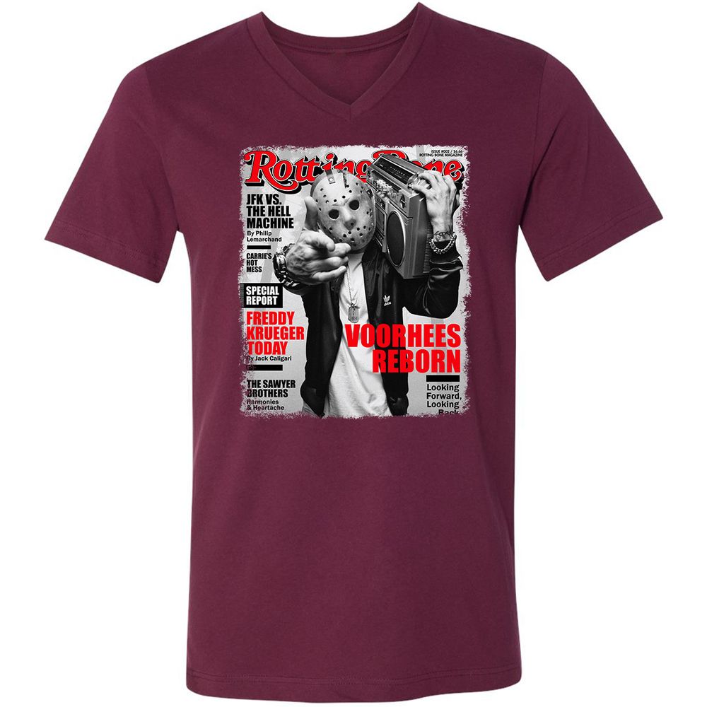 Unisex V-Neck T-Shirt - TPL4MEXV - Maroon - 6