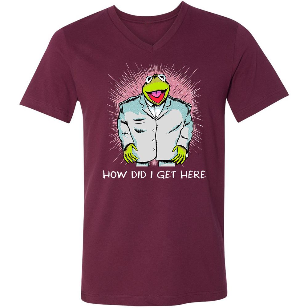 Unisex V-Neck T-Shirt - RMLZ74XY - Maroon - 6