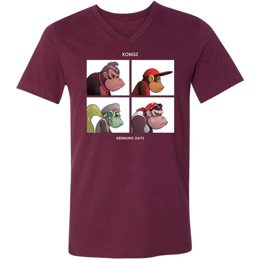 Unisex V-Neck T-Shirt - N695K2RH - Maroon - 6