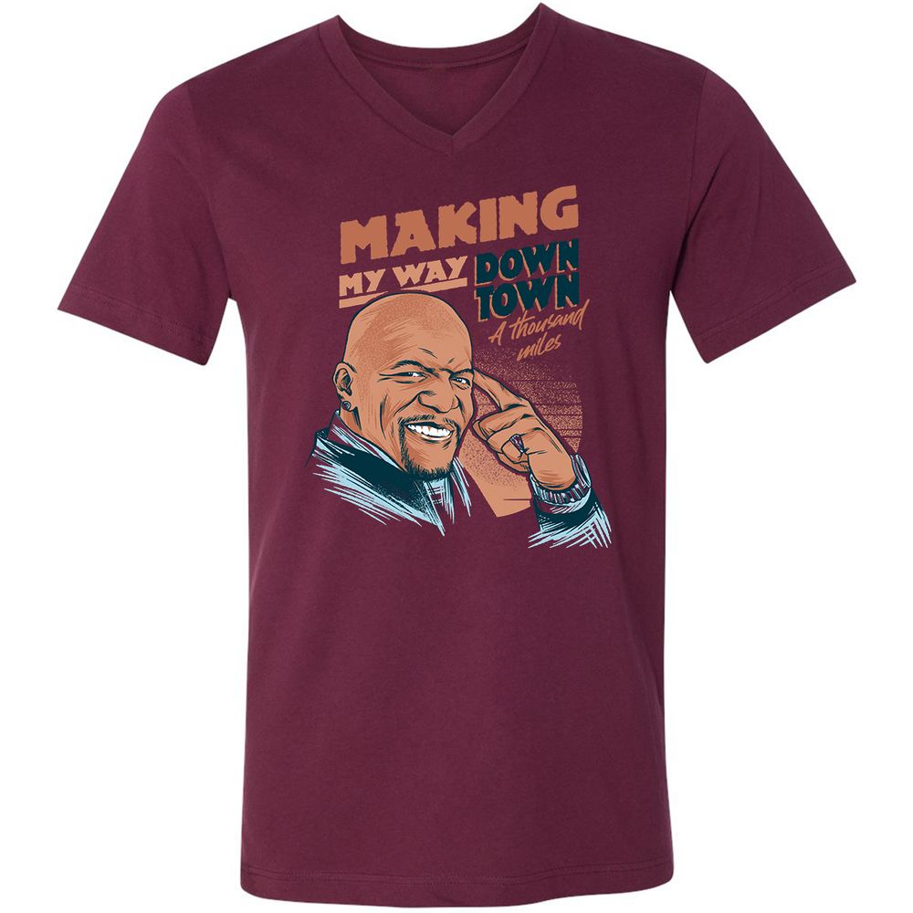 Unisex V-Neck T-Shirt - M39DWMJ2 - Maroon - 6