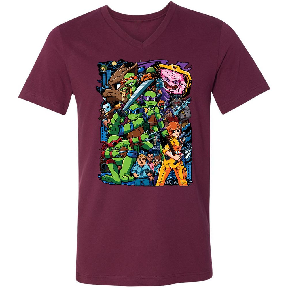 Unisex V-Neck T-Shirt - 4VM2SEBE - Maroon - 6