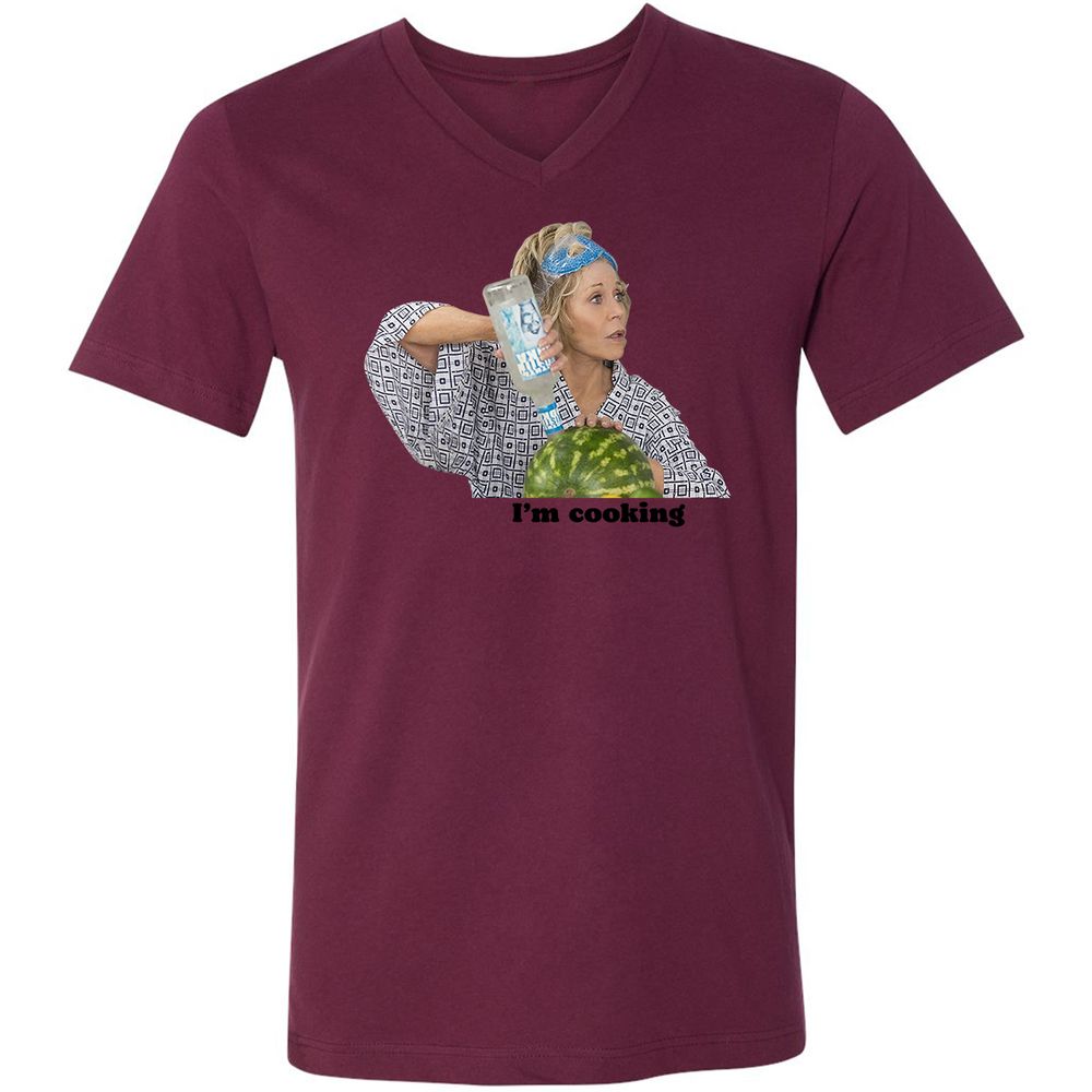 Unisex V-Neck T-Shirt - P65TWLFJ - Maroon - 6