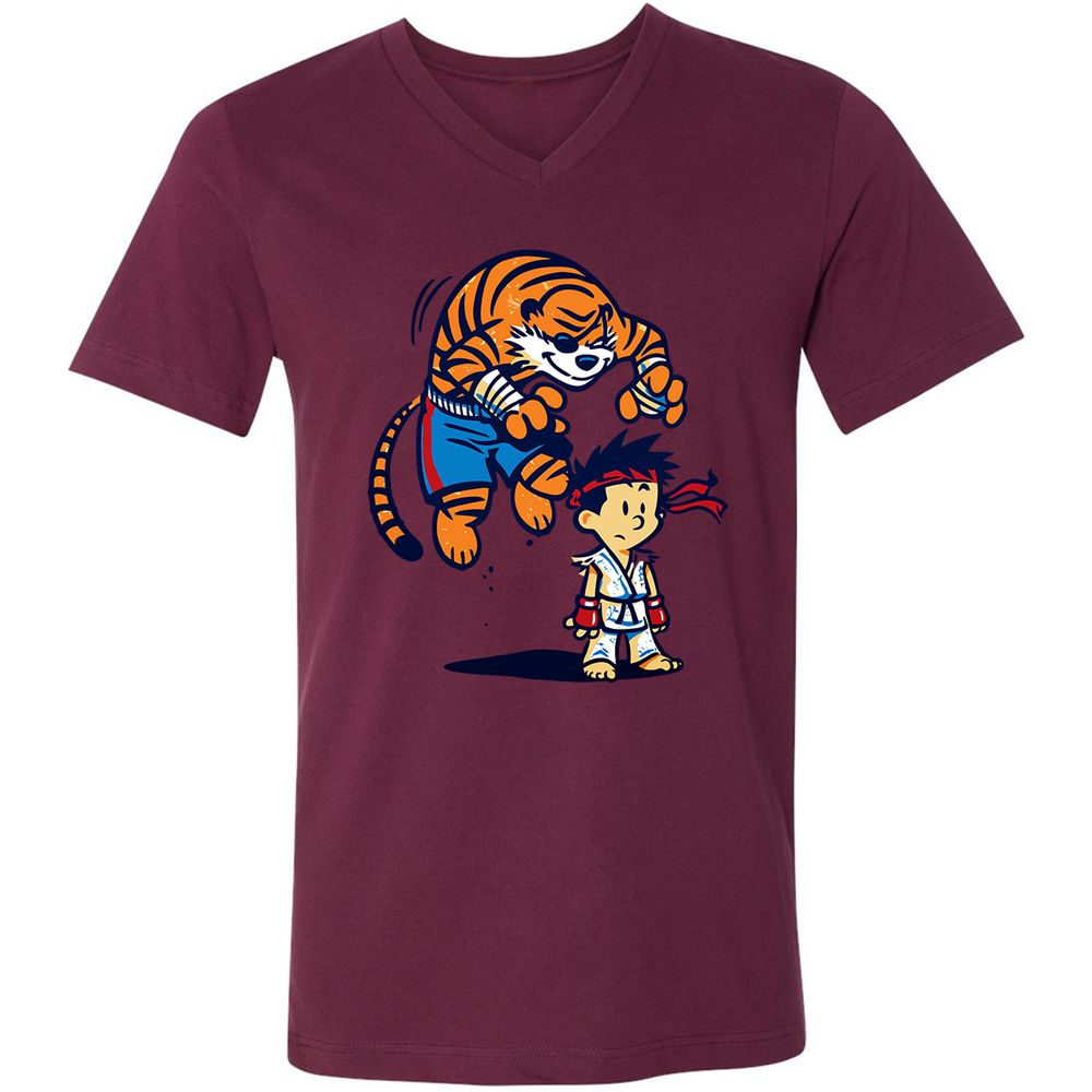 Unisex V-Neck T-Shirt - 673WXYNT - Maroon - 6