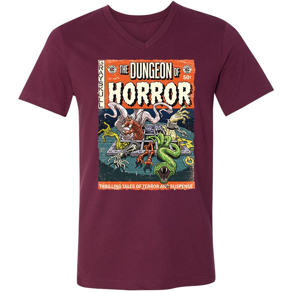 Unisex V-Neck T-Shirt - 1BFDZHPF - Maroon - 6