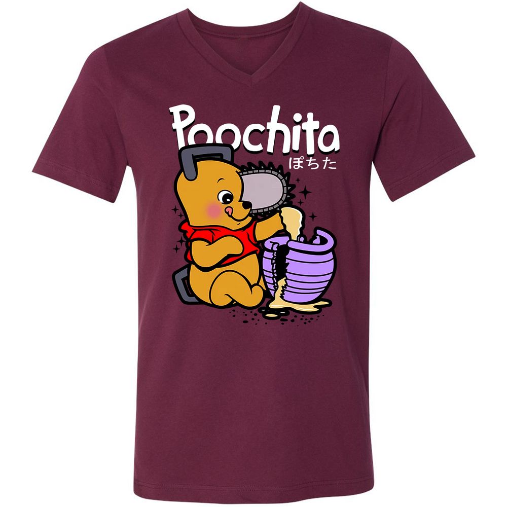 Unisex V-Neck T-Shirt - 56Z7PVWU - Maroon - 6
