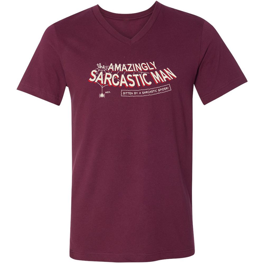 Unisex V-Neck T-Shirt - W4E8QJEJ - Maroon - 6