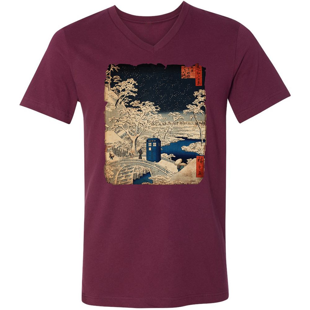 Unisex V-Neck T-Shirt - E3A7EQPL - Maroon - 6