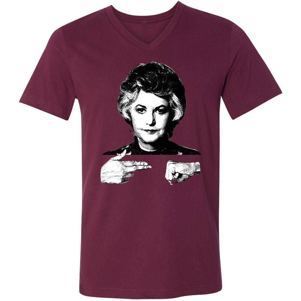 Unisex V-Neck T-Shirt - Q6SB1TZ8 - Maroon - 6