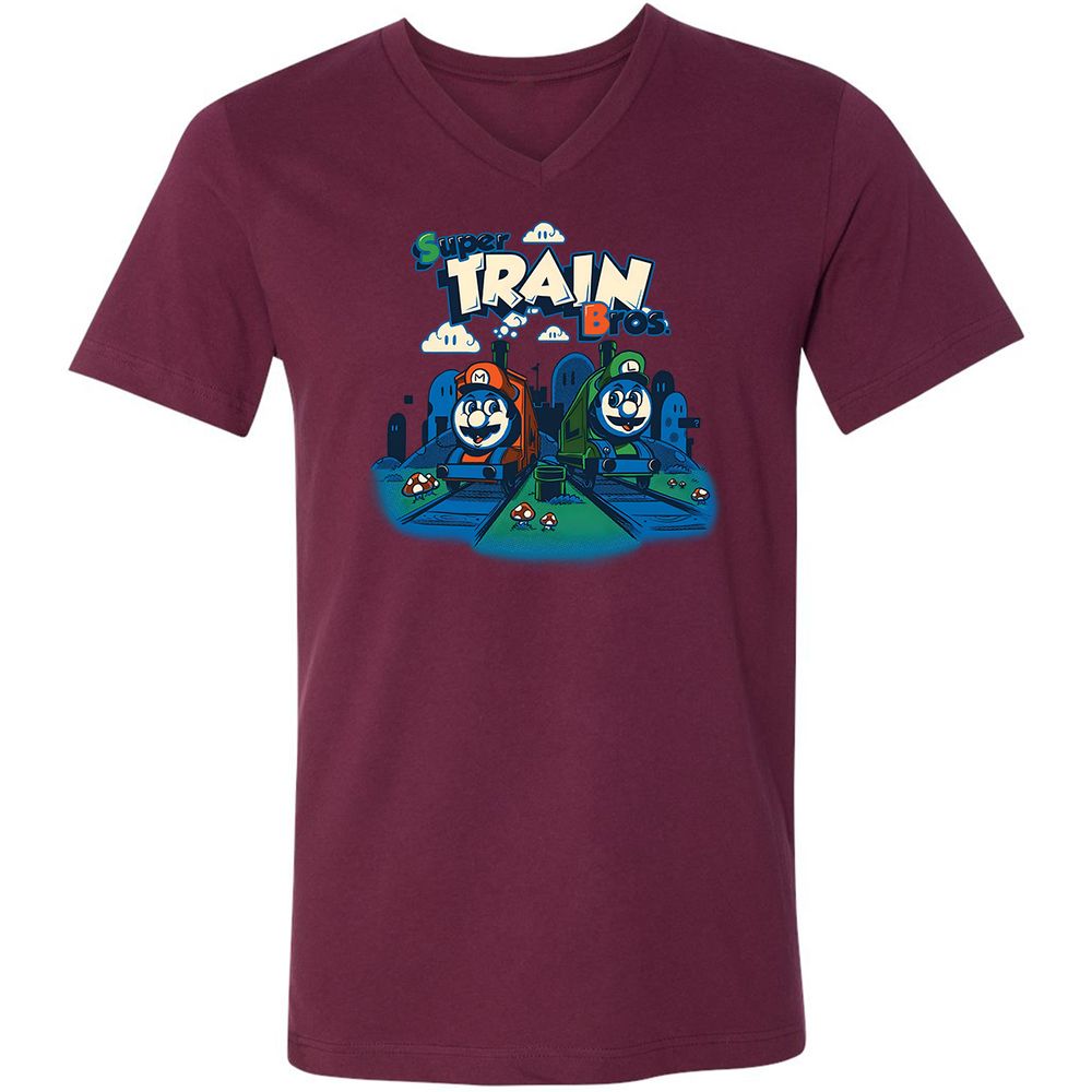 Unisex V-Neck T-Shirt - 3Z8ULW36 - Maroon - 6