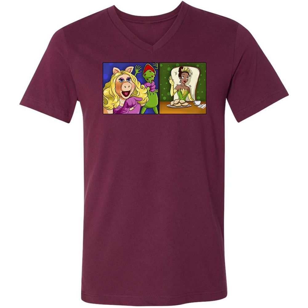 Unisex V-Neck T-Shirt - VQTRLJ47 - Maroon - 6
