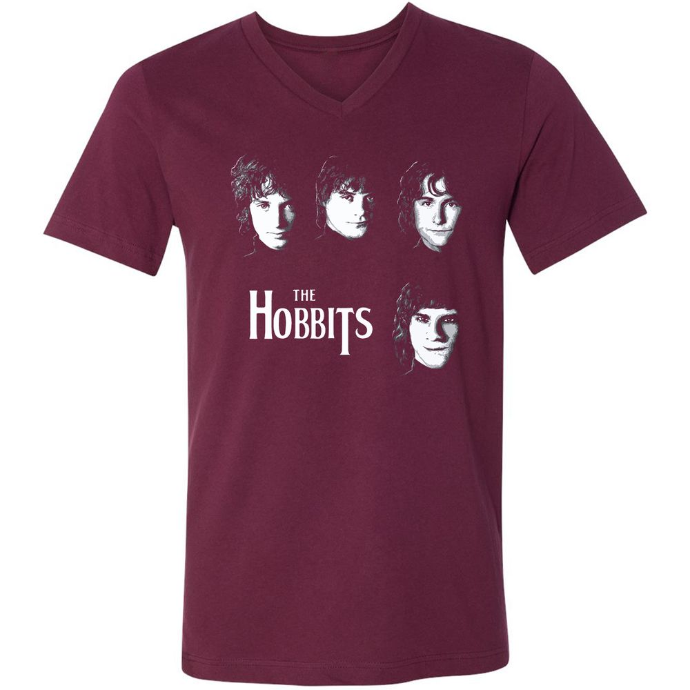 Unisex V-Neck T-Shirt - L2BXMC7M - Maroon - 6