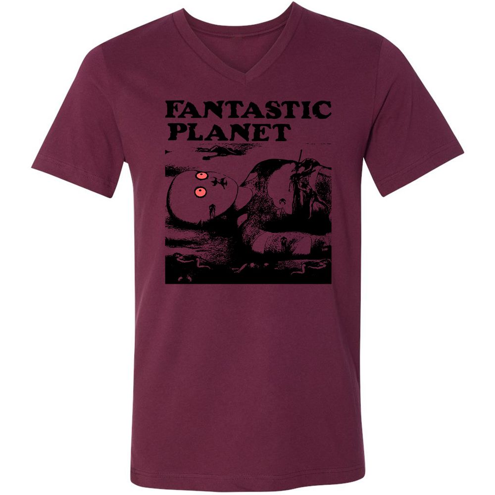 Unisex V-Neck T-Shirt - YMRHKNYJ - Maroon - 6
