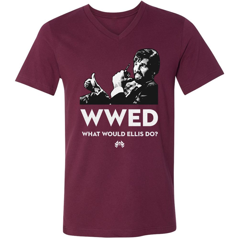 Unisex V-Neck T-Shirt - CGXYHZH4 - Maroon - 6