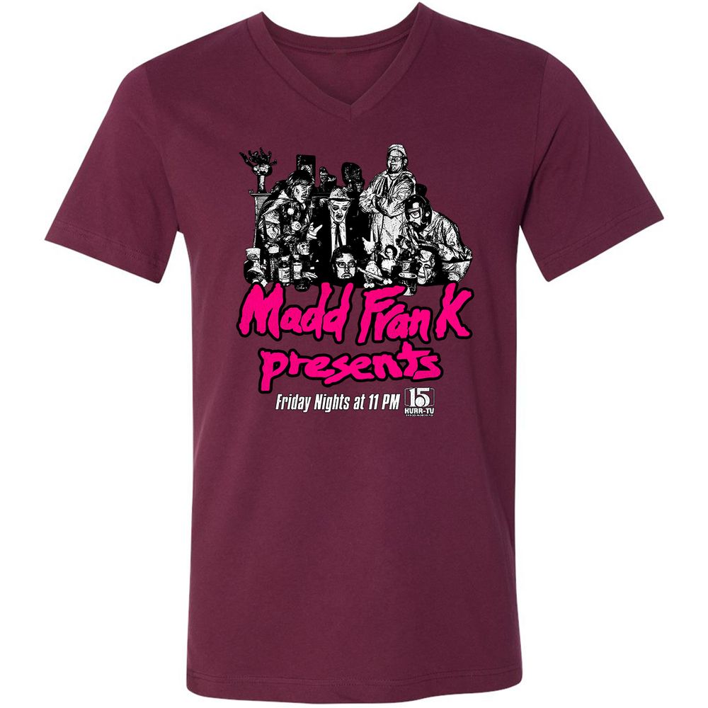 Unisex V-Neck T-Shirt - KQ1QJ6K8 - Maroon - 6