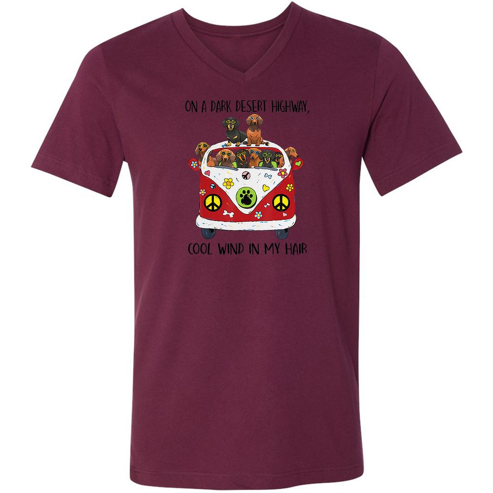 Unisex V-Neck T-Shirt - LYMCD3KC - Maroon - 6