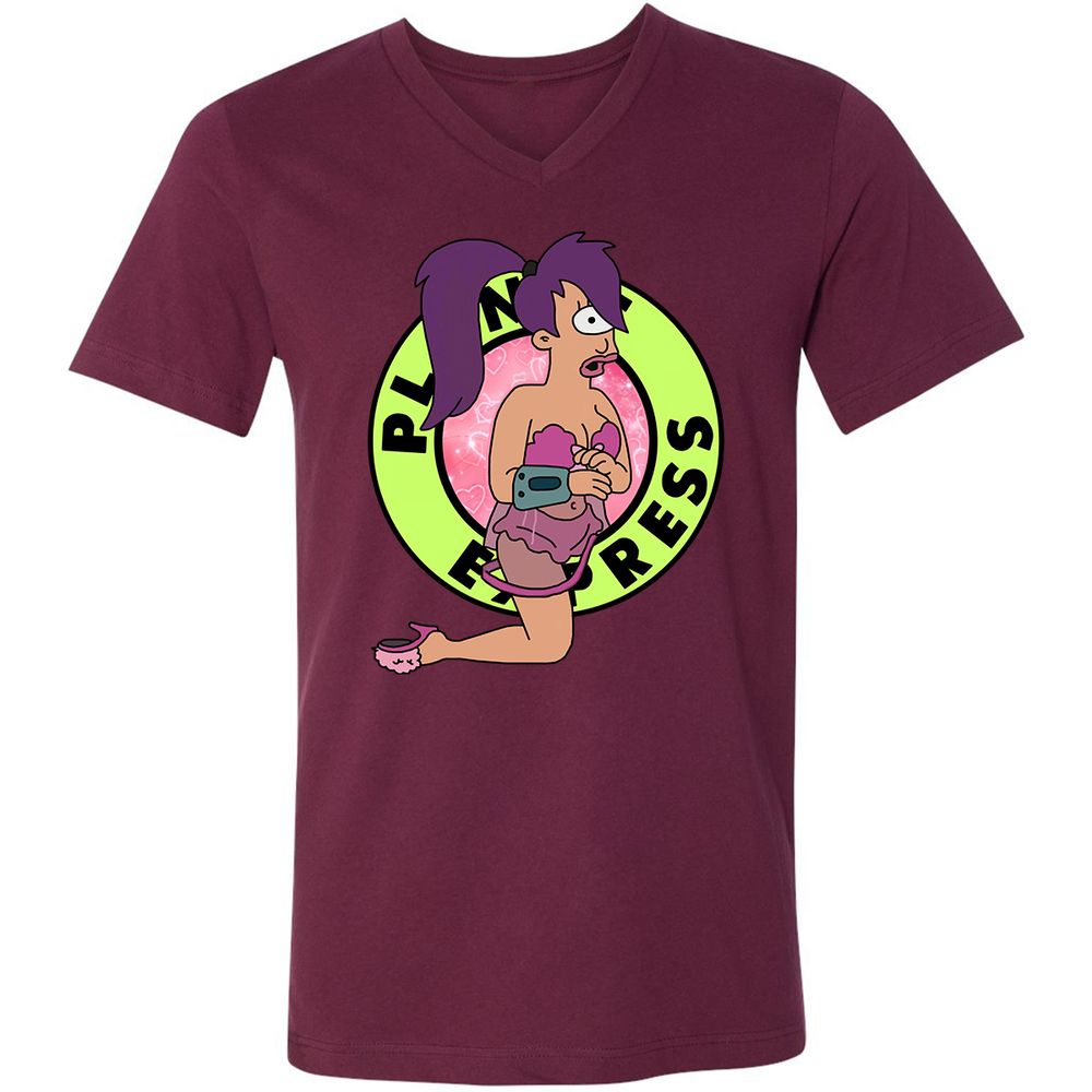 Unisex V-Neck T-Shirt - RVX3BEQ6 - Maroon - 6