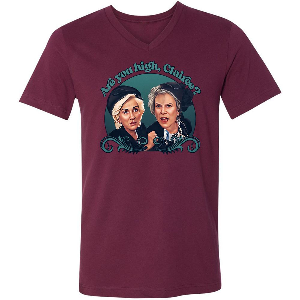 Unisex V-Neck T-Shirt - Q7DRMYXD - Maroon - 6