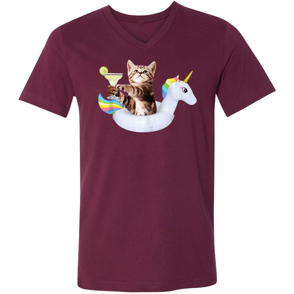 Unisex V-Neck T-Shirt - YWKQTJC4 - Maroon - 6