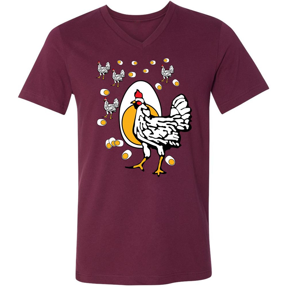 Unisex V-Neck T-Shirt - HEM4Y7J5 - Maroon - 6