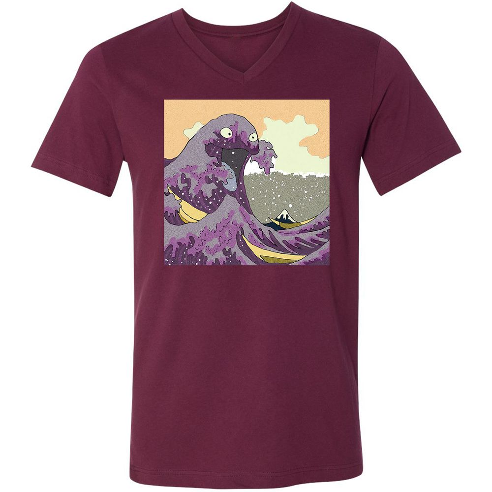 Unisex V-Neck T-Shirt - 9ERJ51Z8 - Maroon - 6