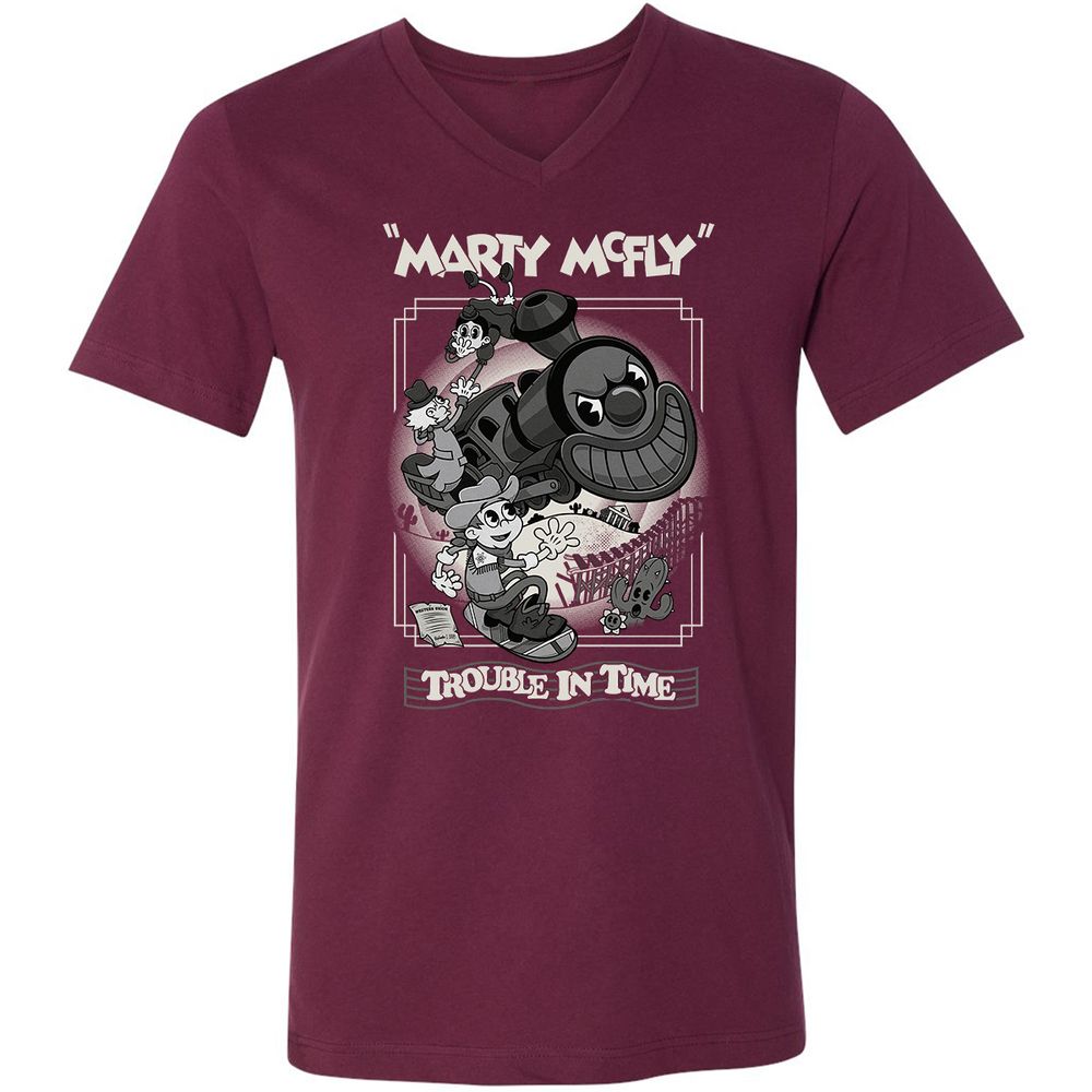 Unisex V-Neck T-Shirt - QHEKWS1M - Maroon - 6