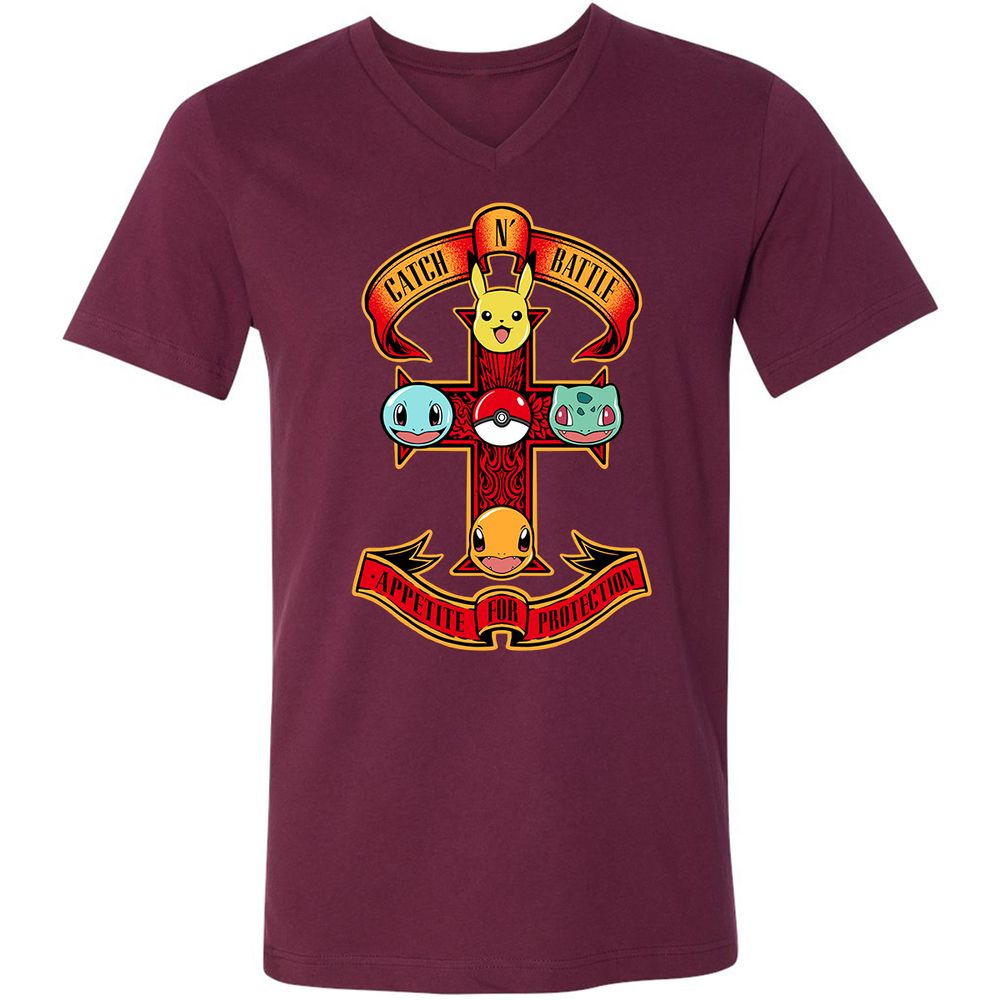 Unisex V-Neck T-Shirt - RQGW6E1V - Maroon - 6