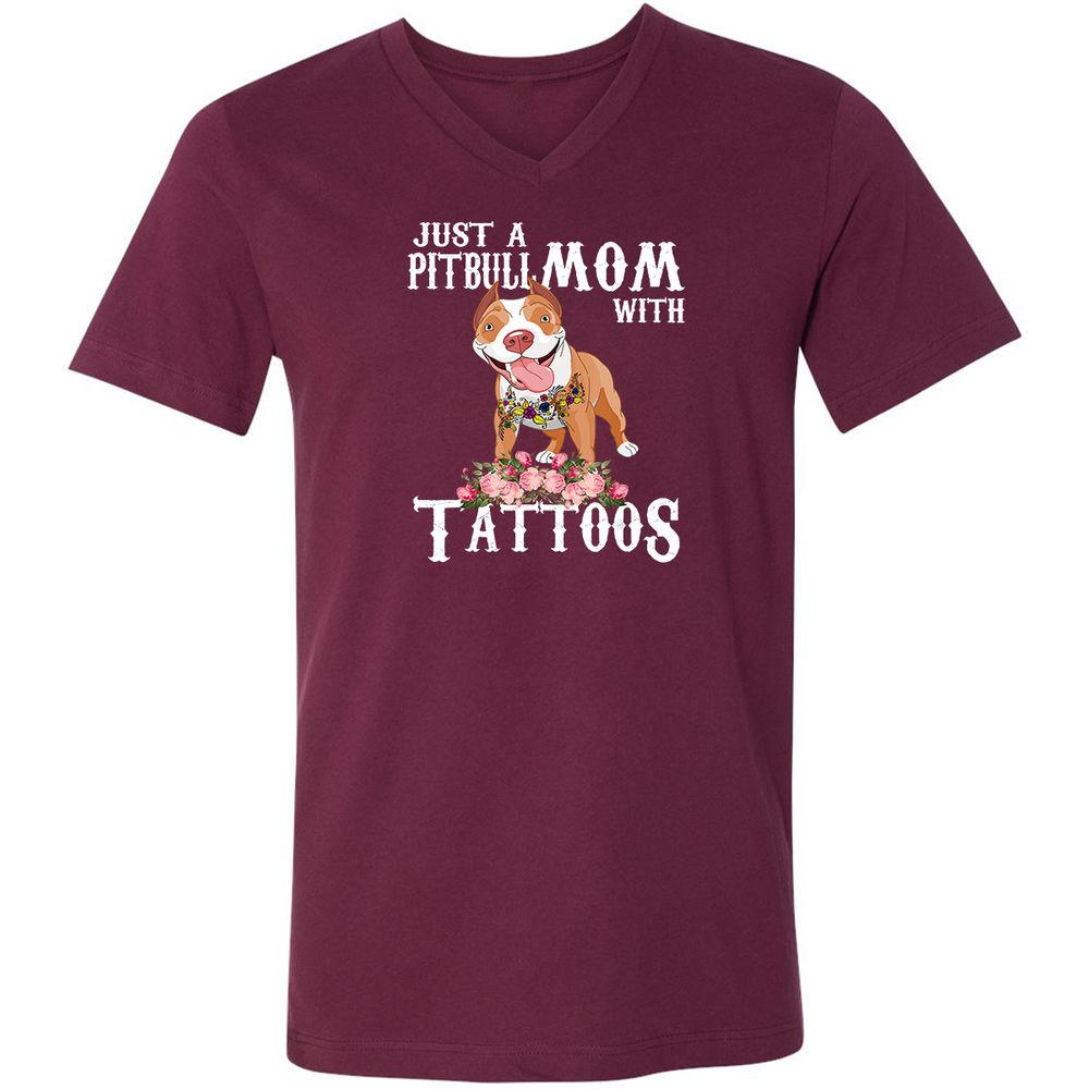 Unisex V-Neck T-Shirt - NPU6C6TL - Maroon - 6