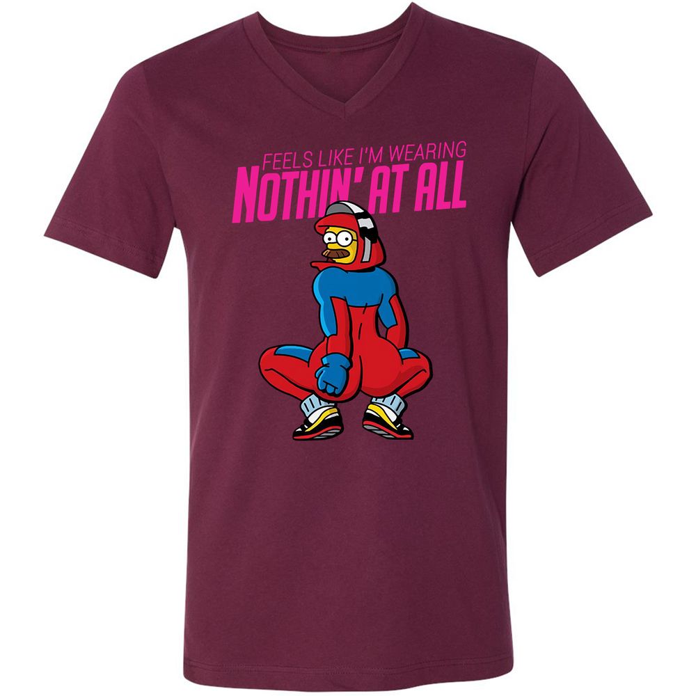 Unisex V-Neck T-Shirt - LN51LAKQ - Maroon - 6