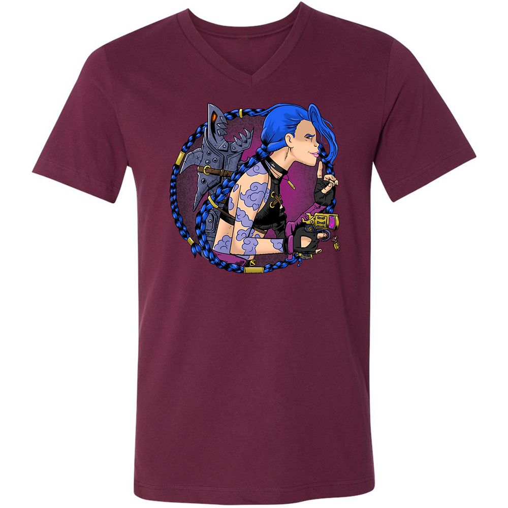 Unisex V-Neck T-Shirt - JU1JJMX5 - Maroon - 6