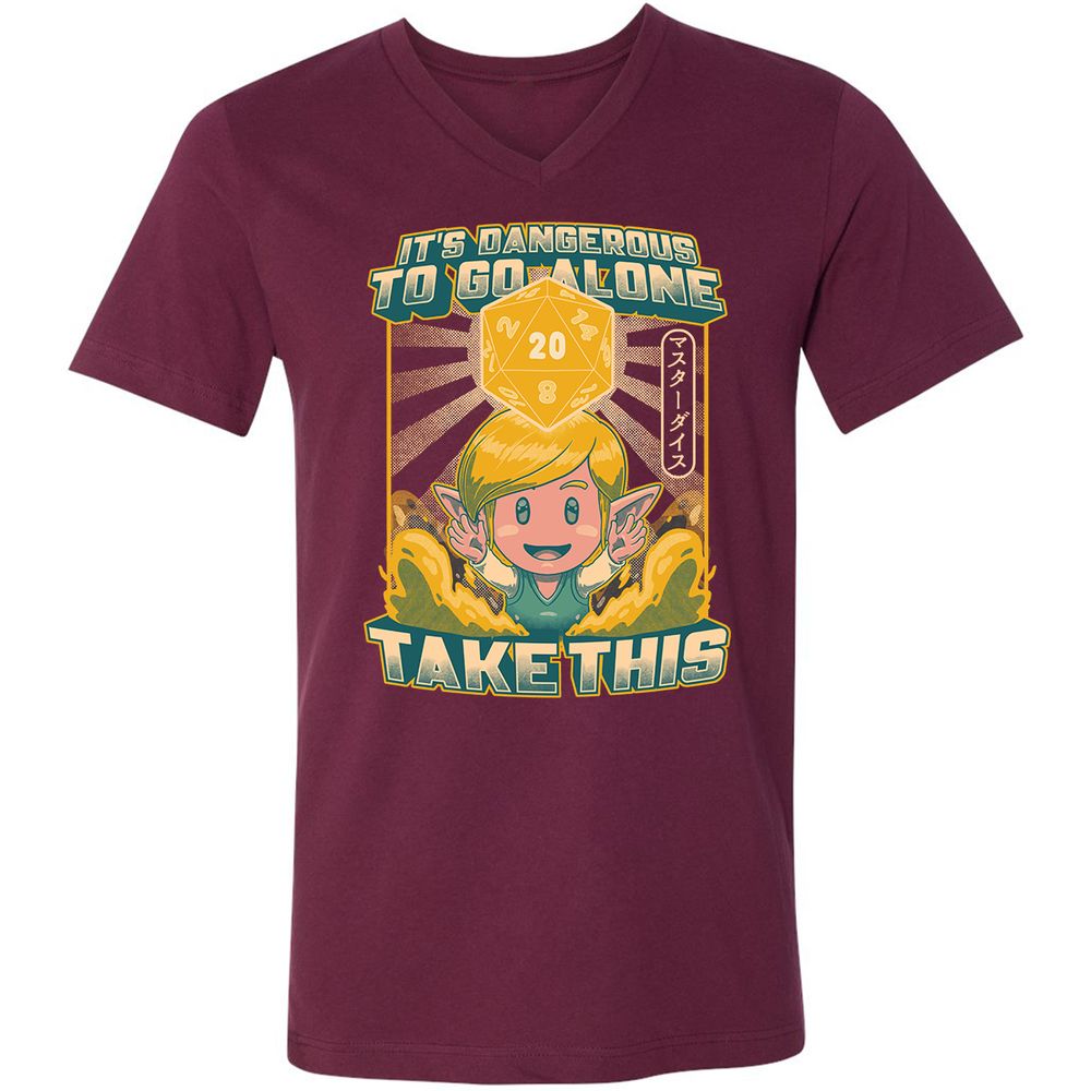 Unisex V-Neck T-Shirt - 8BF4HHJ8 - Maroon - 6