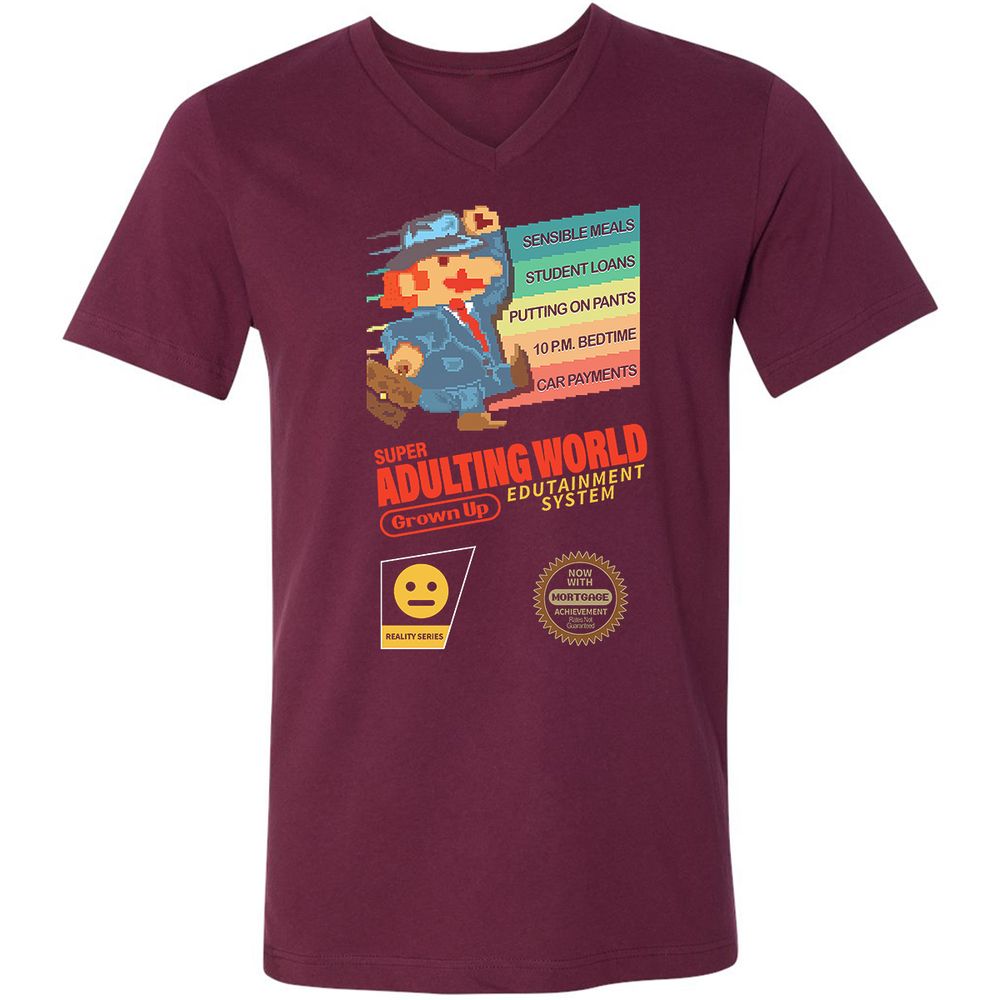 Unisex V-Neck T-Shirt - JHG95V9V - Maroon - 6