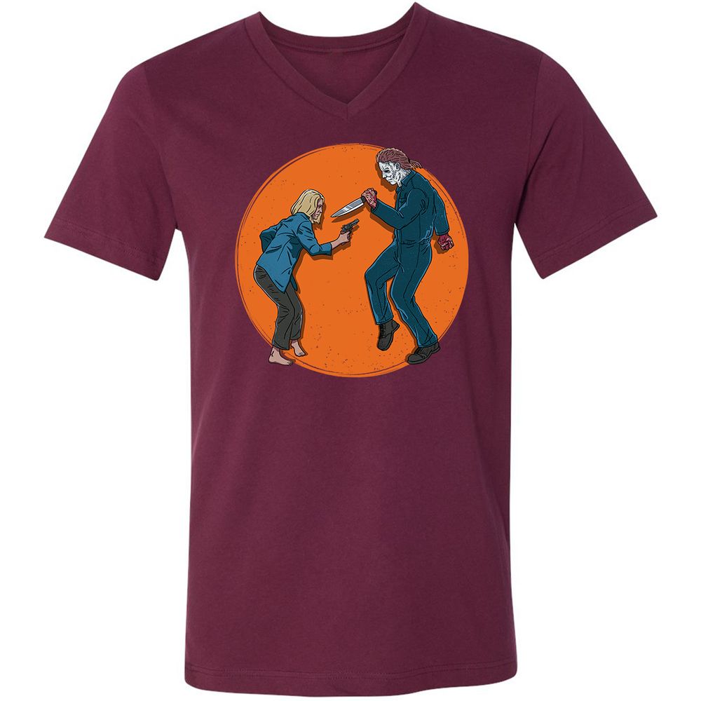 Unisex V-Neck T-Shirt - LCX7PLGK - Maroon - 6