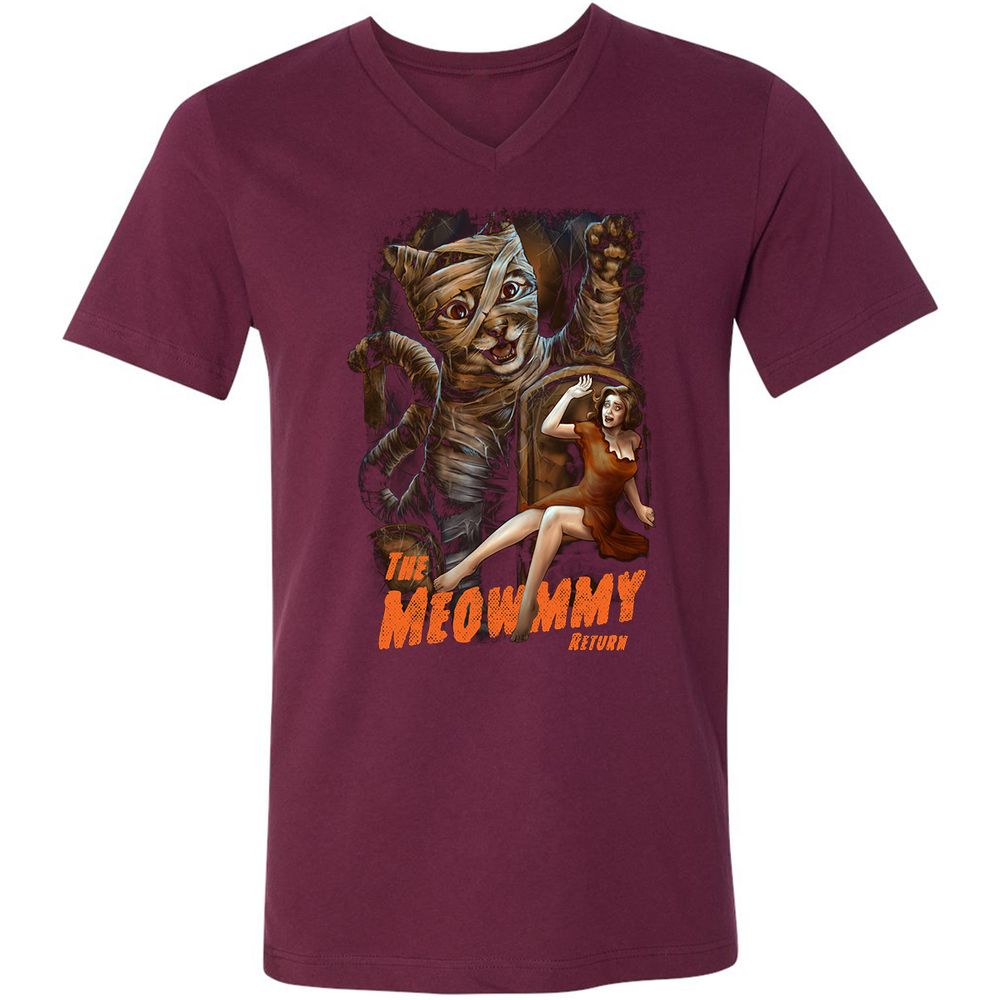 Unisex V-Neck T-Shirt - V48WZW86 - Maroon - 6