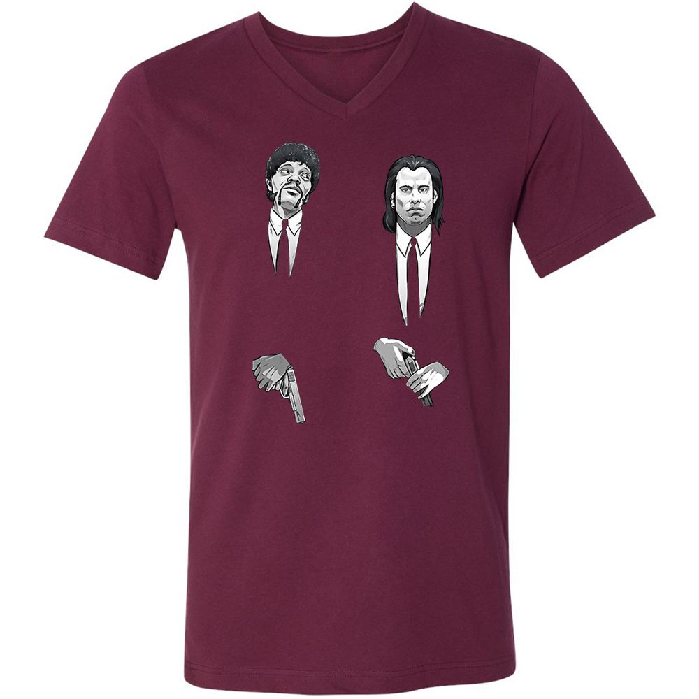 Unisex V-Neck T-Shirt - NHY2K4FV - Maroon - 6