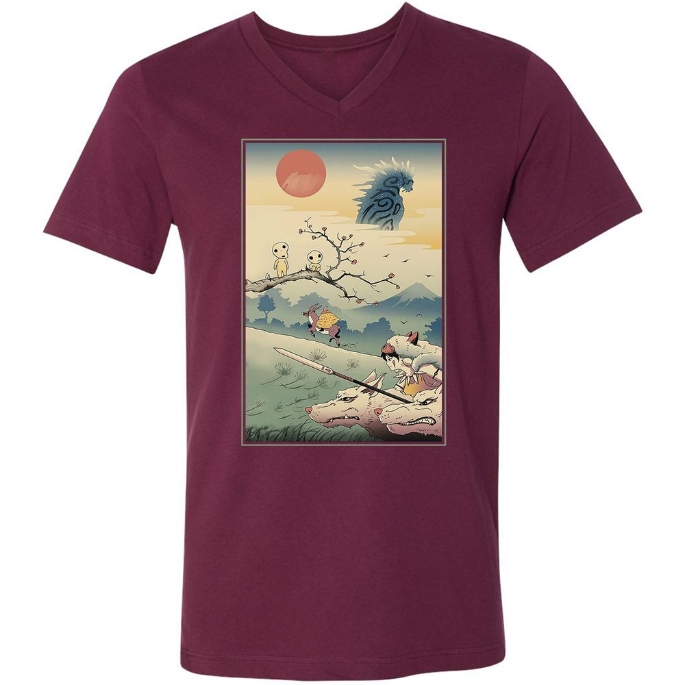 Unisex V-Neck T-Shirt - T5GTQ457 - Maroon - 6