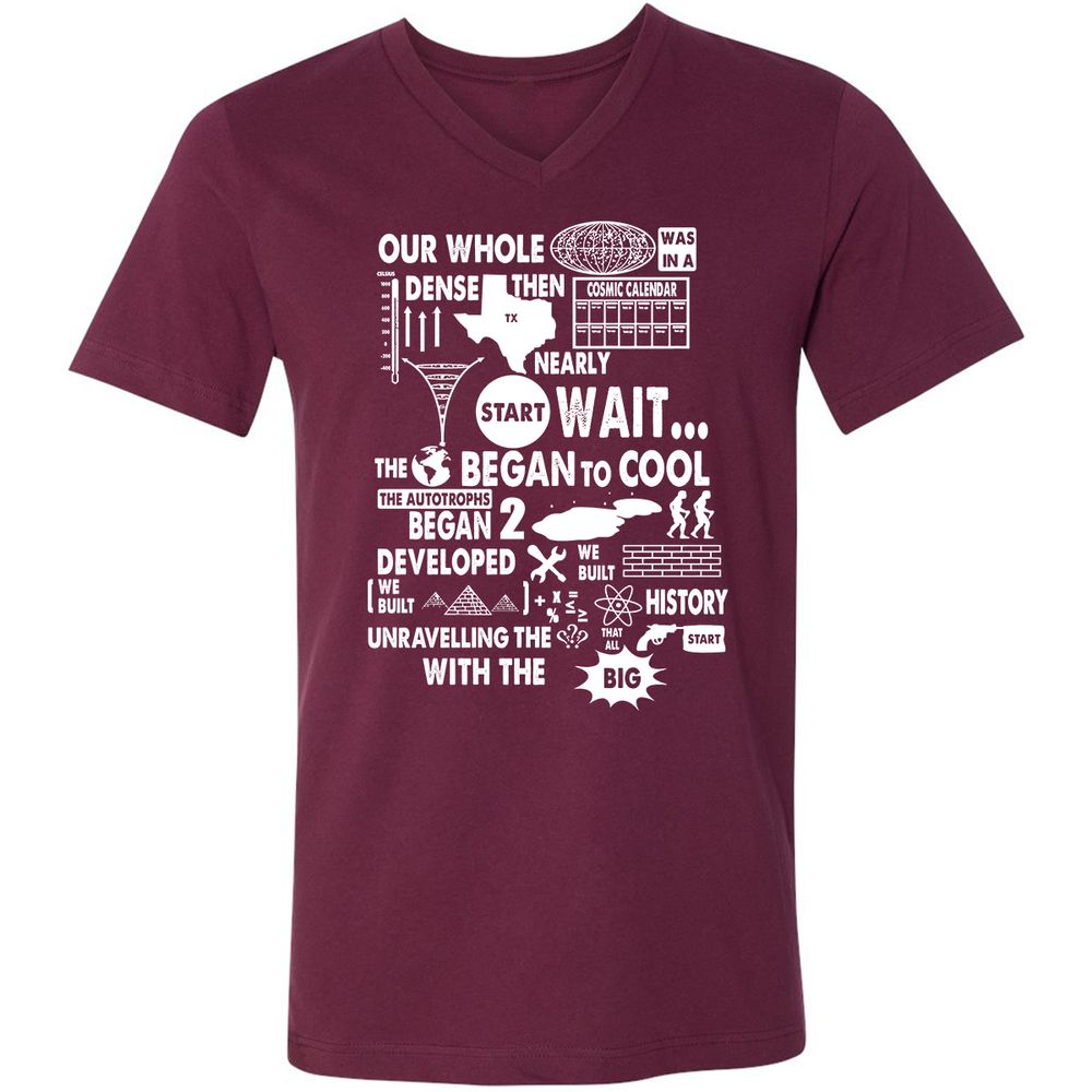 Unisex V-Neck T-Shirt - 7UFVHU83 - Maroon - 6
