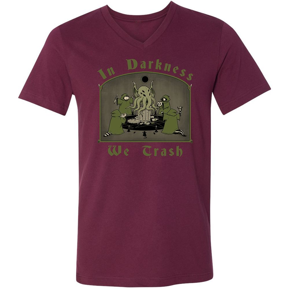 Unisex V-Neck T-Shirt - QNG7V1YQ - Maroon - 6