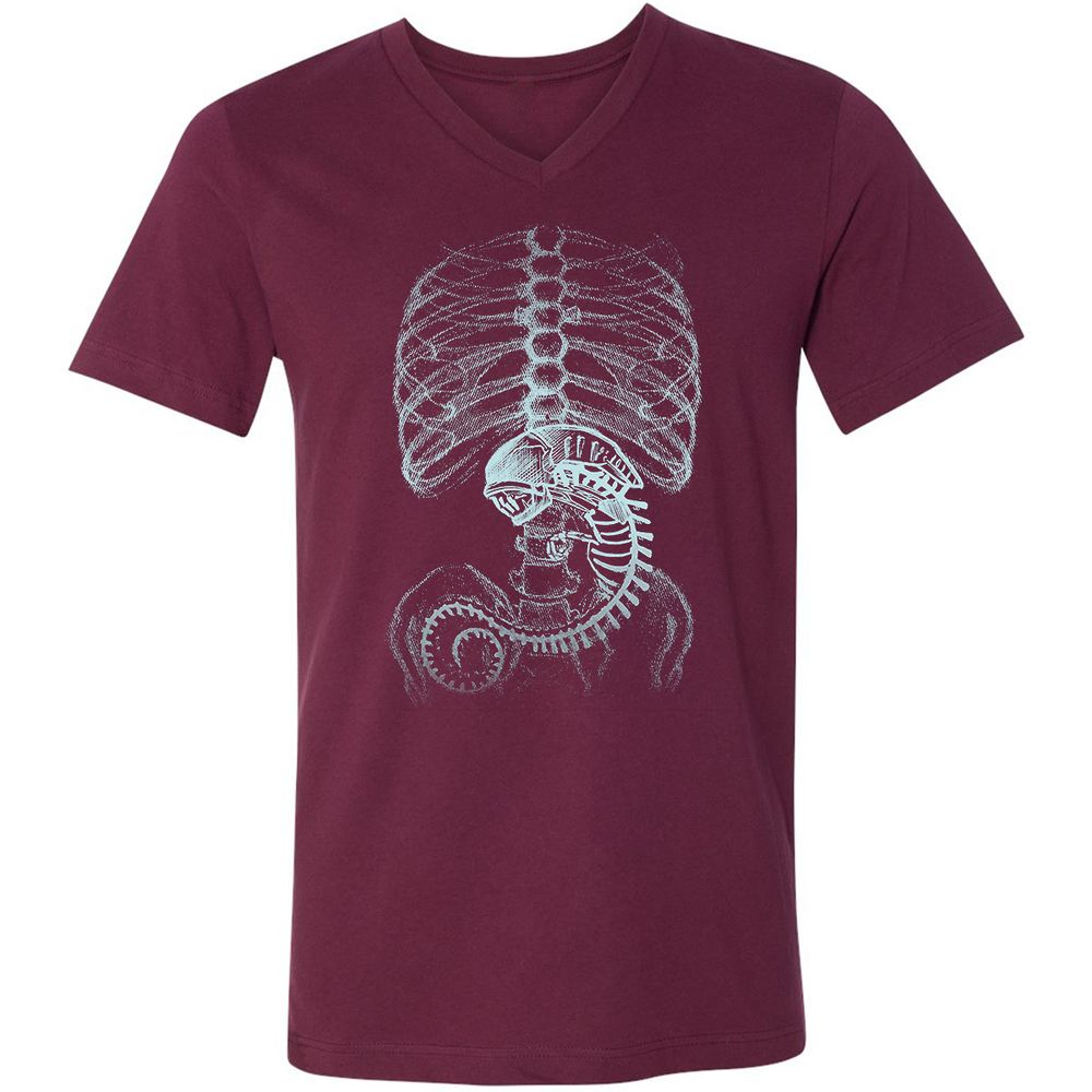 Unisex V-Neck T-Shirt - AXNNW9YT - Maroon - 6