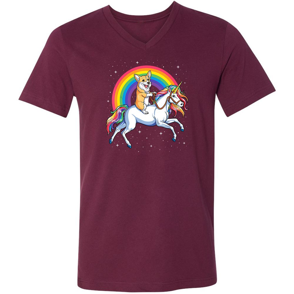 Unisex V-Neck T-Shirt - 8DJY7FKP - Maroon - 6
